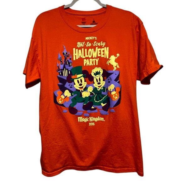 Disney Mickey's Halloween Party 2015 Men's Sz L T Shirt Orange Disney World magi - Picture 1 of 5